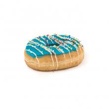  blauwe donut met kleine snoepjes